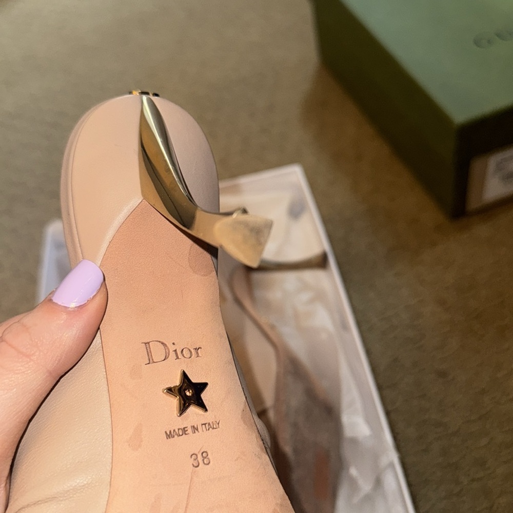 Dior Cream Mules with Pleated Bands - Picture 6 of 6